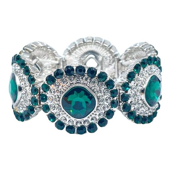 Monet Emerald Green & Silvertone Stretch Bracelet